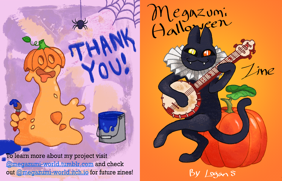 The back and front of the Halloween zine.